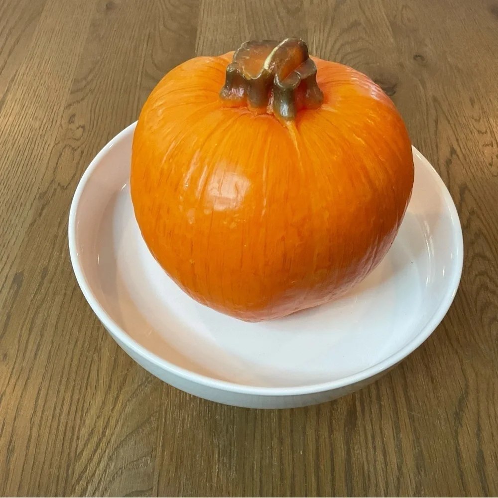 Crate&Barrel Pumpkin Candle 3 lbs 6” tall Halloween Thanksgiving Autumn Decor